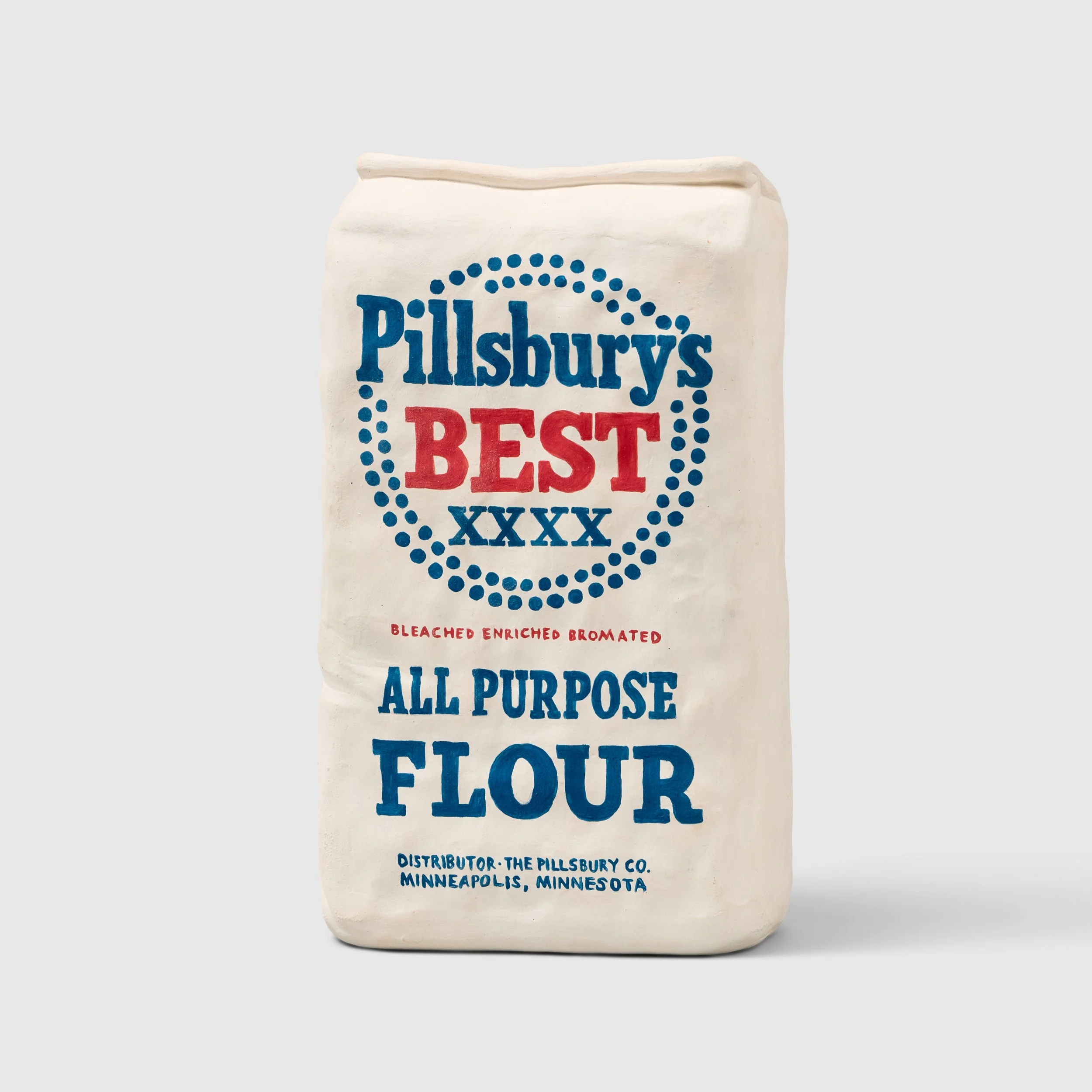 Stephanie H. Shih (American, born 1986)   Pillsbury's Best All Purpose Flour , 2026 Signed Hand-built stoneware with underglaze and glaze 9-1/2 x 5-1/2 x 3 inches 