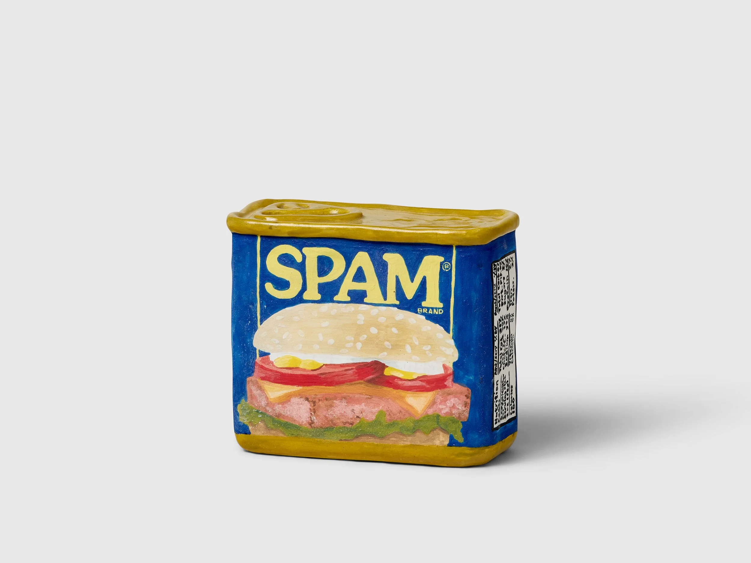  Stephanie H. Shih (American, born 1986)   Spam , 2025 Signed Hand-built stoneware with underglaze and glaze 3.5 x 4 x 2.5 inches 