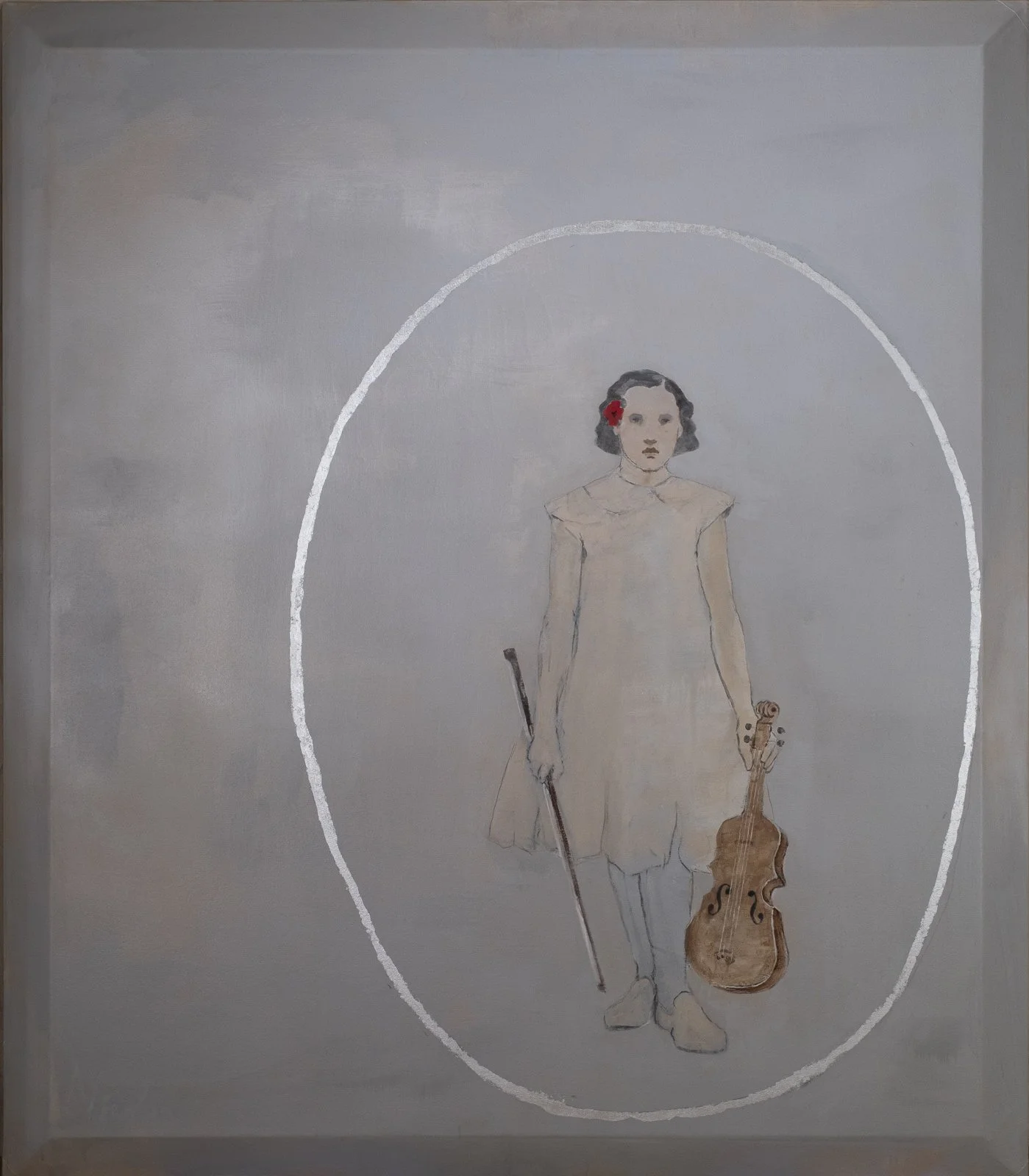   Nicolas Africano  (American, born 1948)   Teresa , 2026 Signed Charcoal, oil collage on canvas 90 x 68 inches 