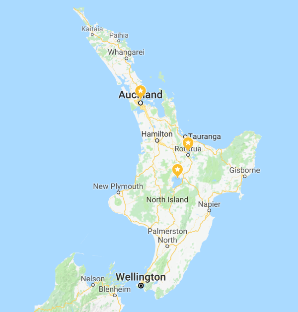 Map of North Island, New Zealand