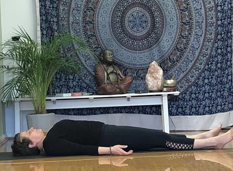 Savasana It is important to consciously relax after your yoga practice to rest both the body and the mind. Allow yourself to stay for at least 5-10min, longer if you are feeling stressed or low in energy. Corpse pose will leave you feeling relaxed and rejuvenated. Namaste.