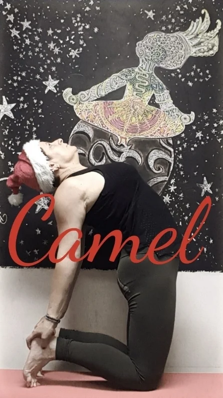 With your knees hip distance apart, support your lower back with your hands. Lifting through your sternum, gently press your hips forward. If it is available reach back for your heels. Hold for 5-10 breaths & support your lower back with your hands to come out.