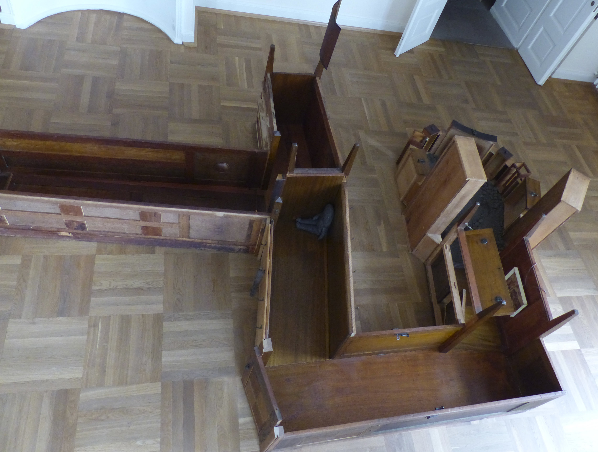 Arial view of Trench, made from parent's bedroom furniture turned inside out.