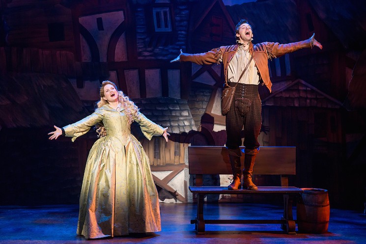   Autumn Hurlbert  (Portia) and  Josh Grisetti  (Nigel) in the 1st national tour of SOMETHING ROTTEN&nbsp; 