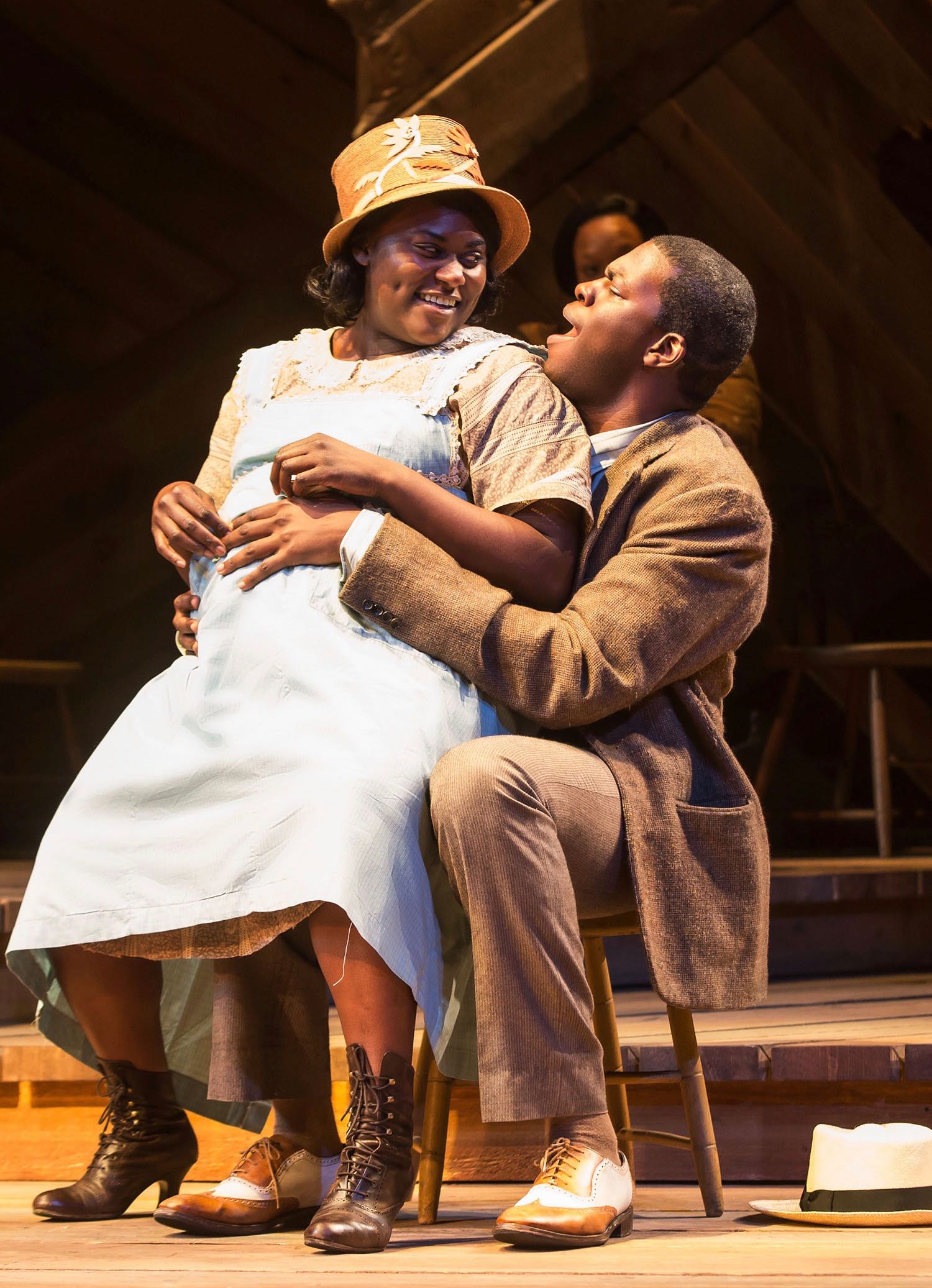   Kyle Scatliffe  (Harpo) woos his Sofia in the Broadway revival of THE COLOR PURPLE 