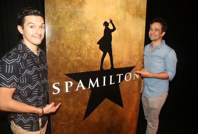   Dan Rosales  and the man he portrays in SPAMILTON! 