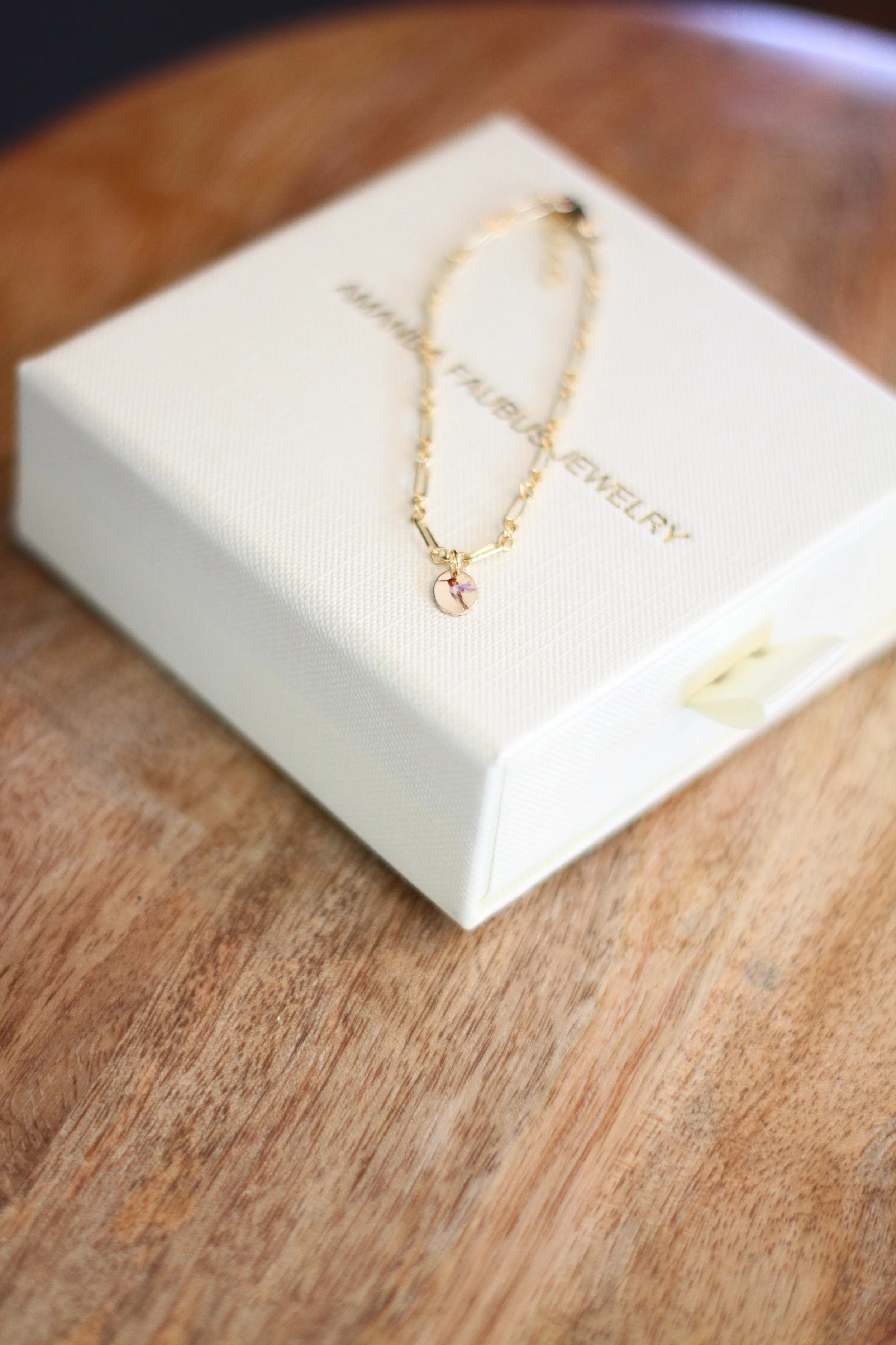 14k Gold-Filled Hand-Painted Hummingbird Bracelet