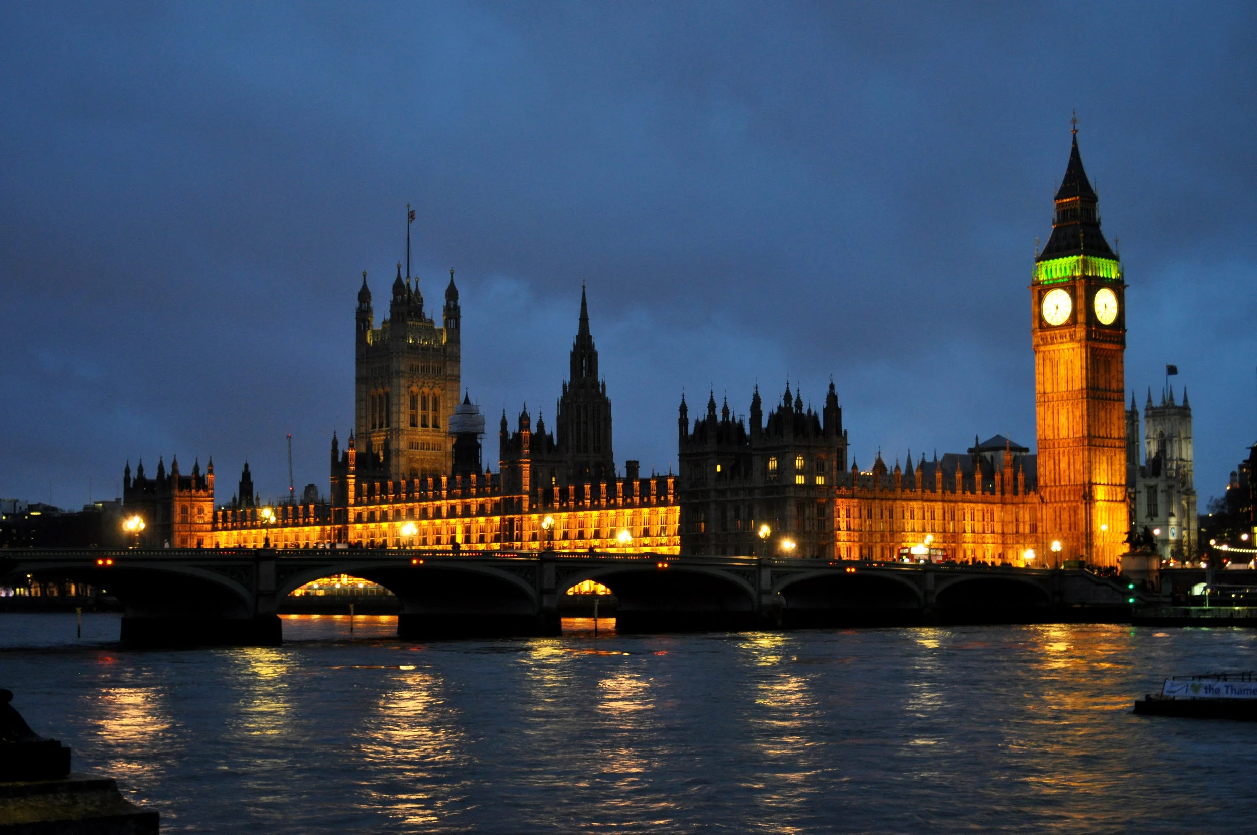 Big Ben Clock Tower and the House of Parliament in London, England.