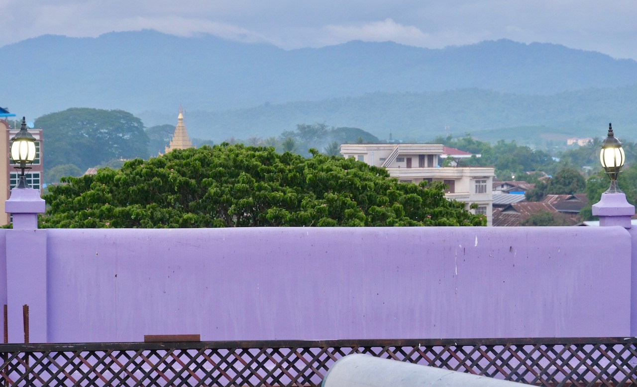 A view from A Shay Chan Hotel, a purple structure that is among the highest in Mohnyin.