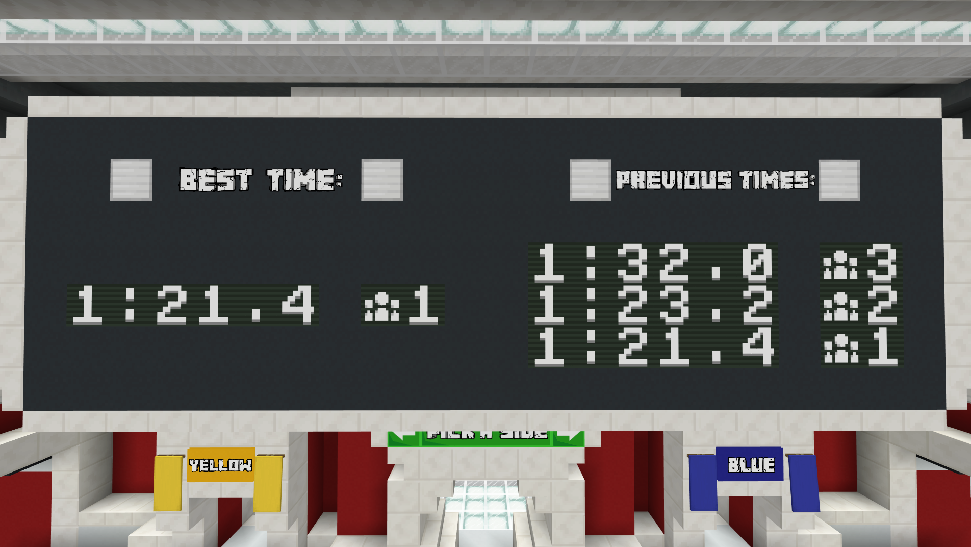  There are scoreboards in the lobby, showcasing your best times for each of the Grid Runners courses! 