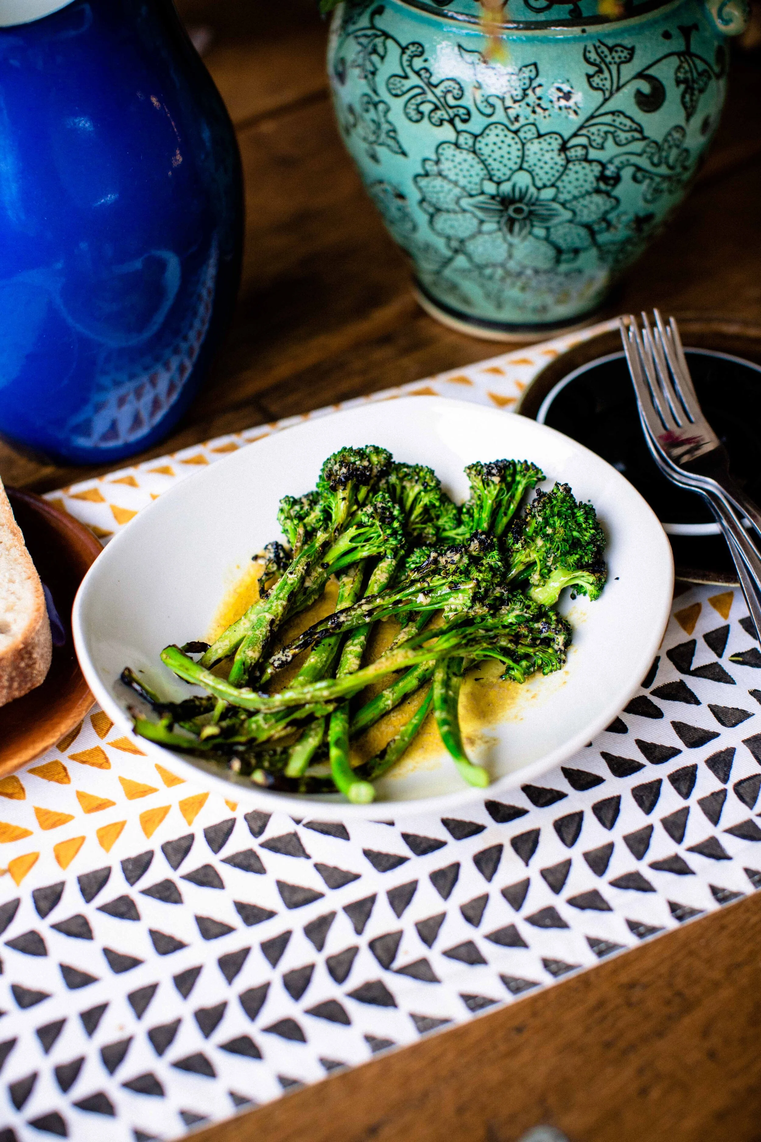 Chargrilled broccolini, lemon tarragon dressing
