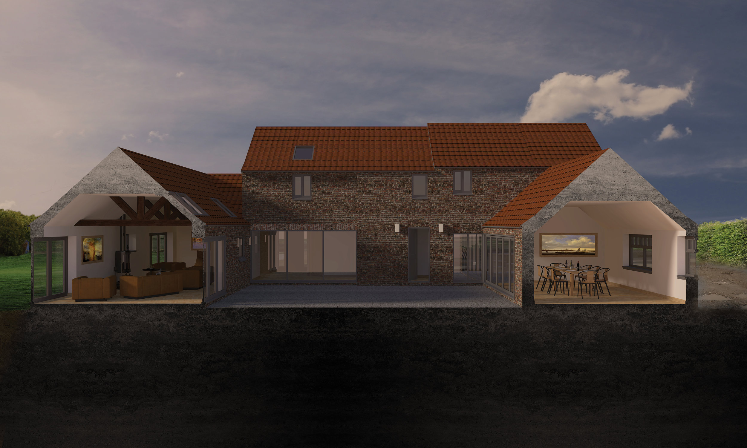 Cross Courtyard Section