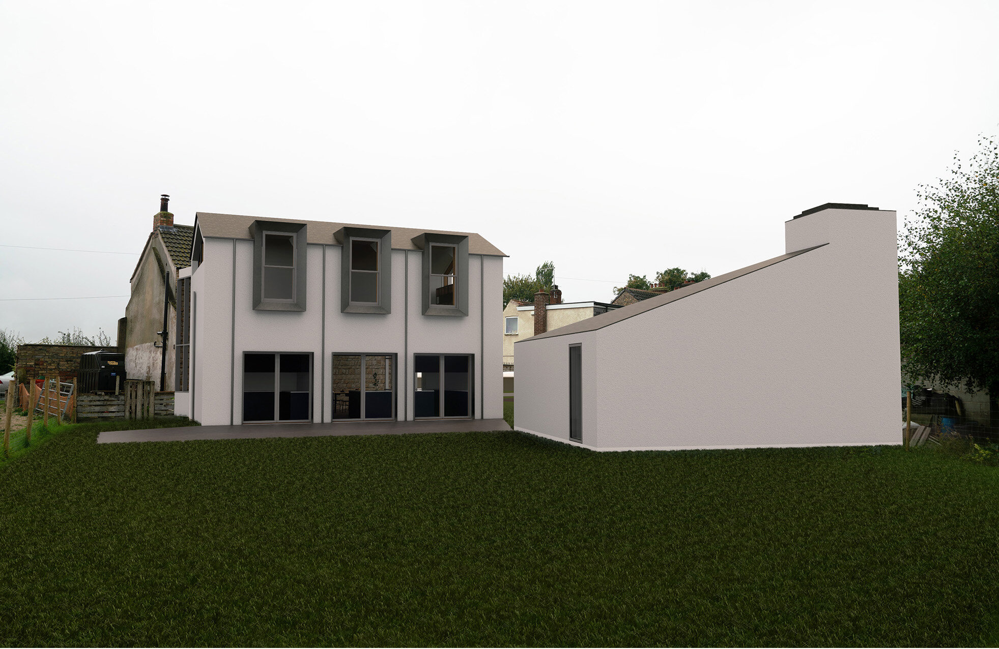 Proposed Garden Exterior - Twin House - Broomfleet Architects - Samuel Kendall Associates