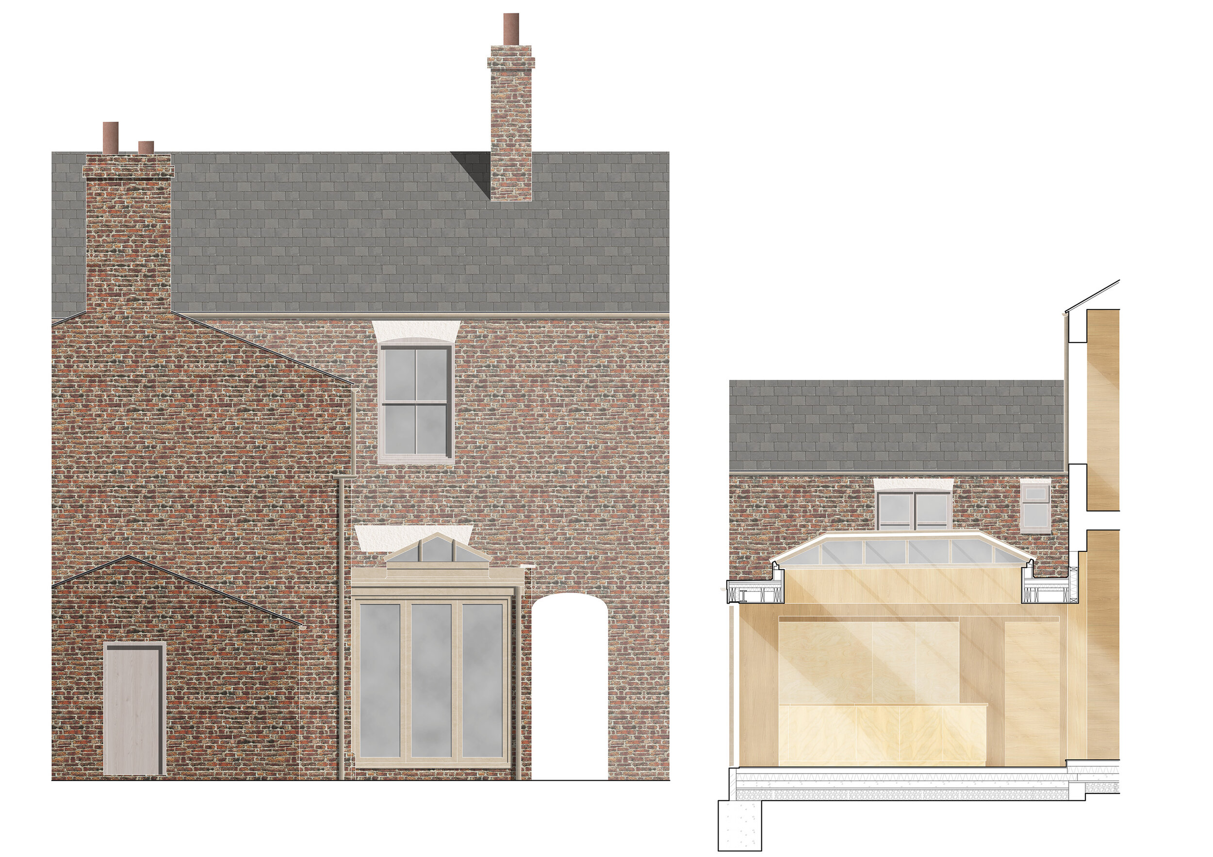 RENDERED ELEVATION - LANTERN TERRACE - DRIFFIELD ARCHITECTS - SAMUEL KENDALL ASSOCIATES