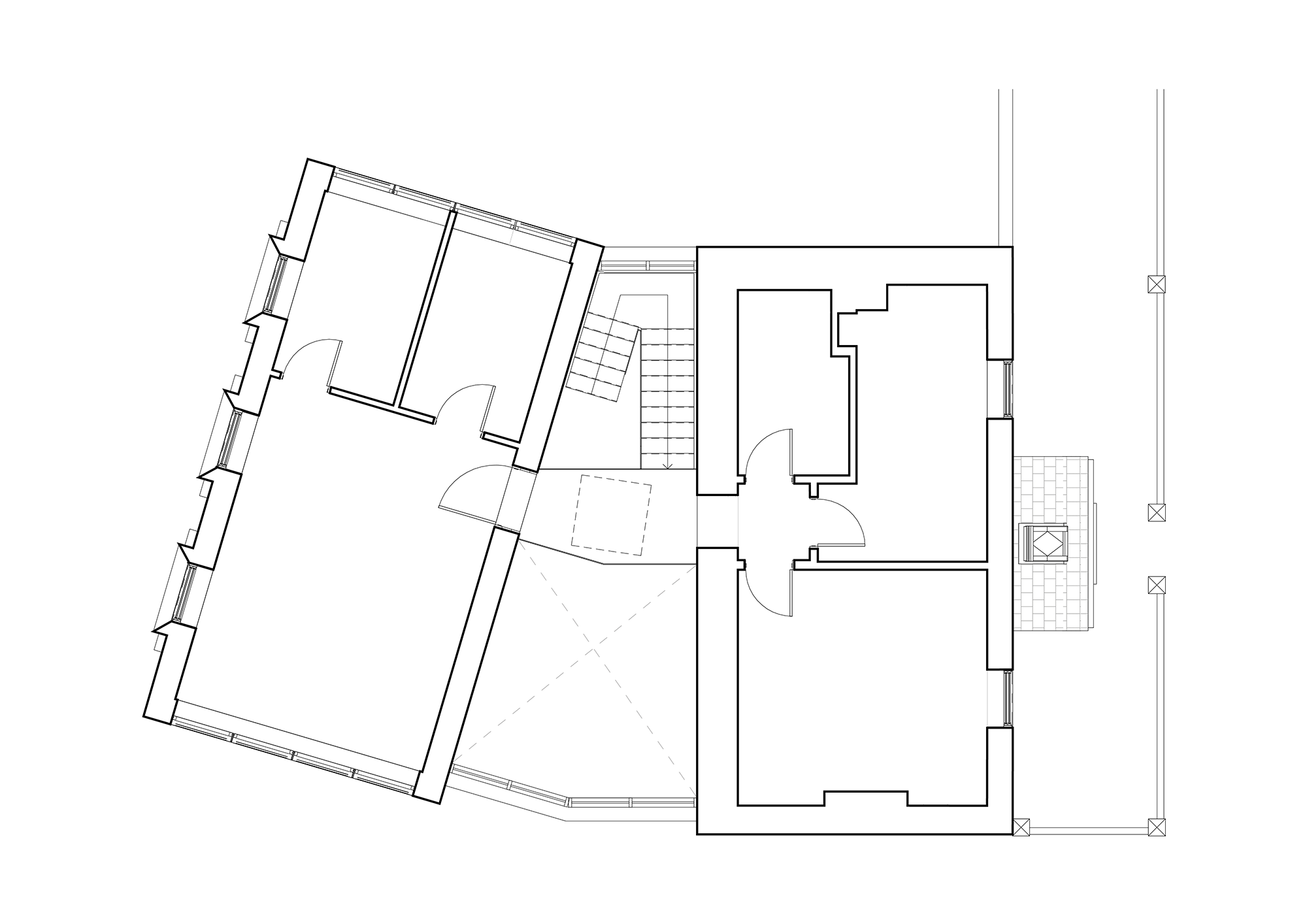 FIRST FLOOR PLAN PROPOSED - TWIN HOUSE - BROOMFLEET ARCHITECTS - SAMUEL KENDALL ASSOCIATES