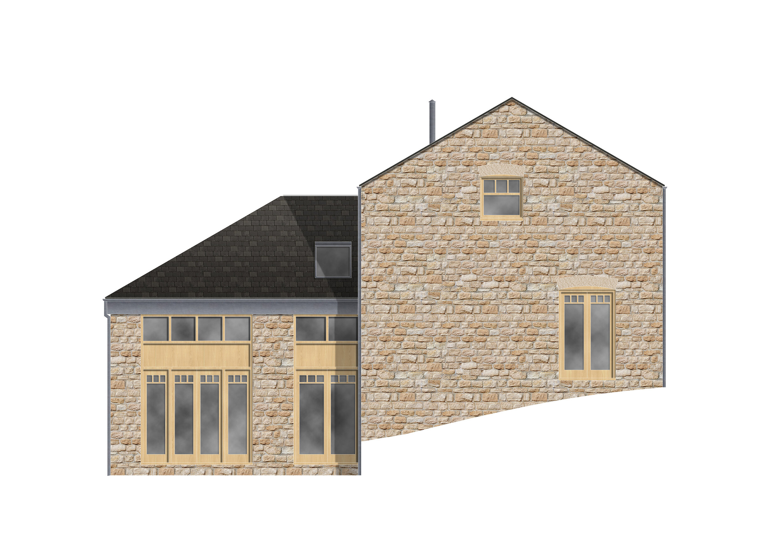 RENDERED ELEVATION - GRINDING MILL HOUSE - LEEDS ARCHITECTS - SAMUEL KENDALL ASSOCIATES