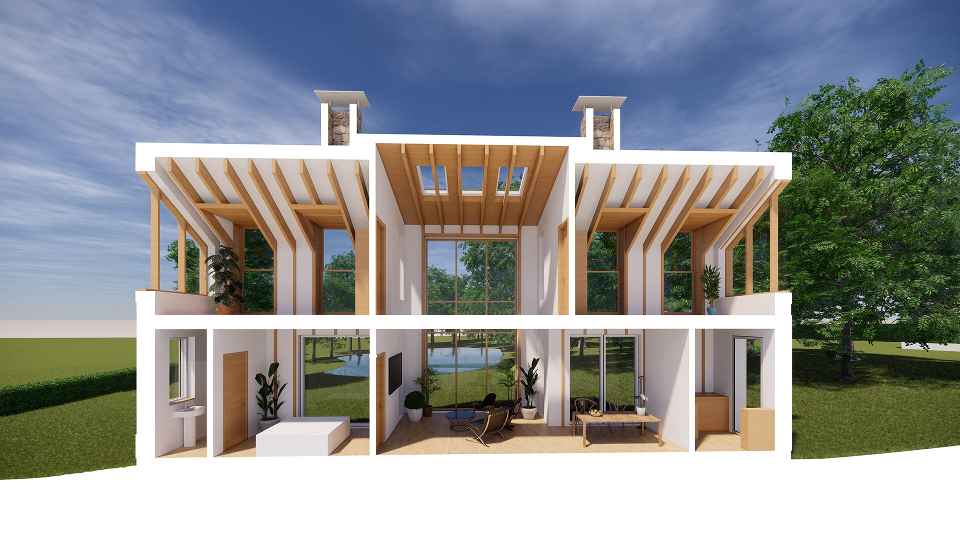 Perspective Section_North Cave Barn Conversion_Sustainable Beverley Architects_Samuel Kendall Associates