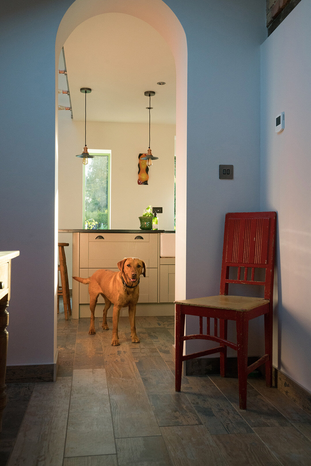 Kitchen interior with satisfied clients - Hornsea Architects - Samuel Kendall Associates