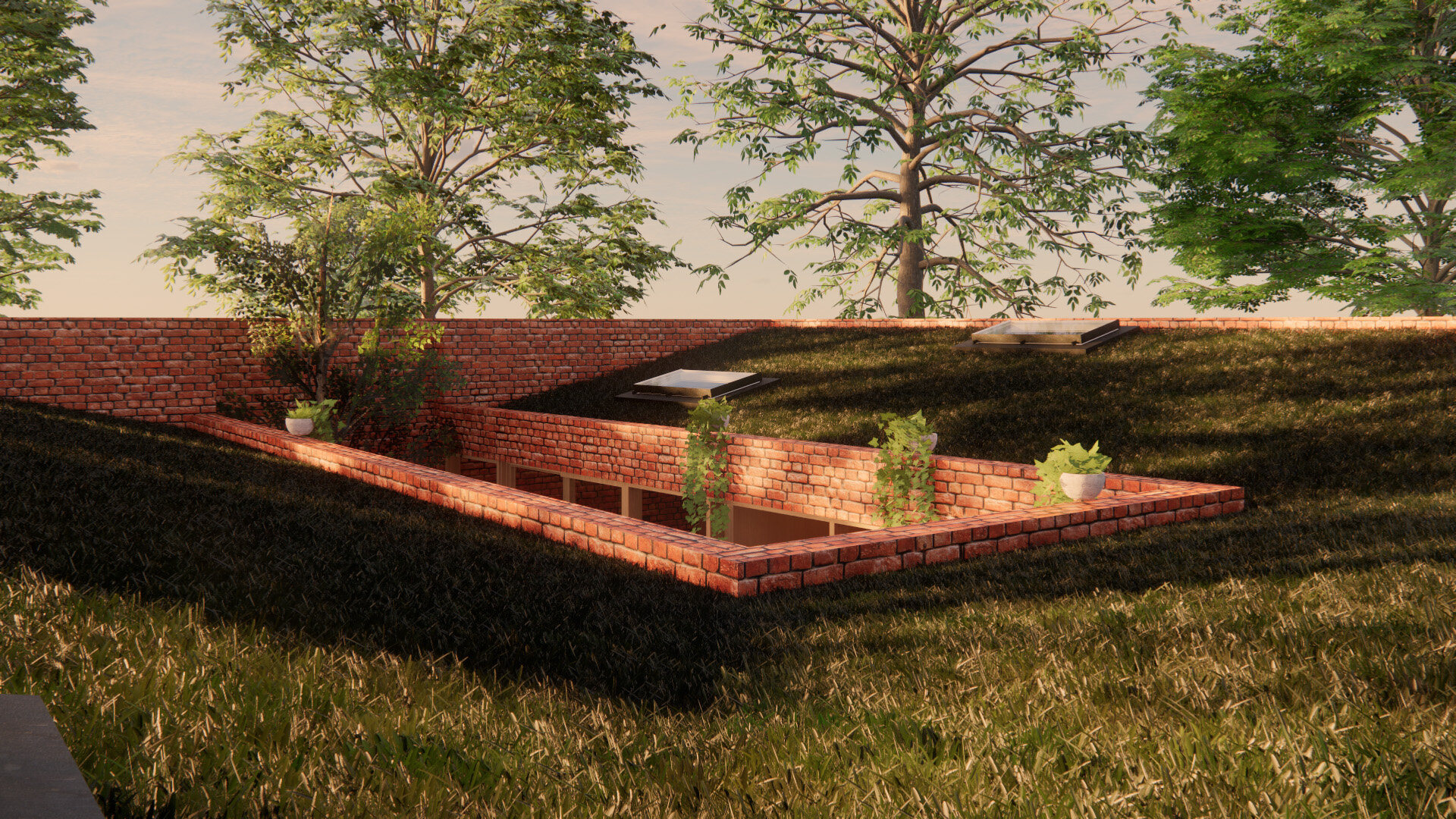 Roof Lawn - Solar Courtyard House - Beverley Architects - Samuel Kendall Associates