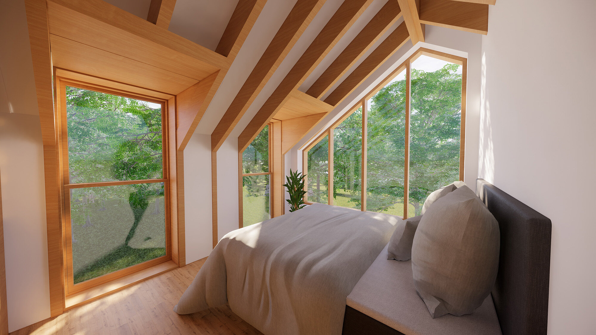 3D Visualisation - Bedroom - Timber Frame House, East Yorkshire