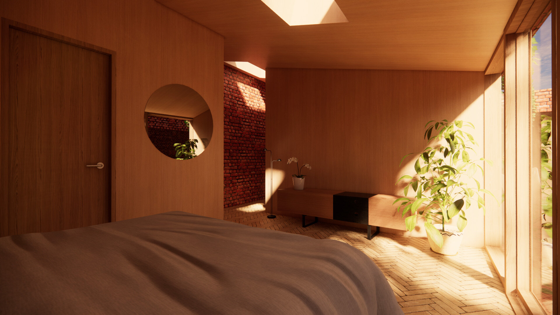 Master Bedroom - Solar Courtyard House - Samuel Kendall Associates