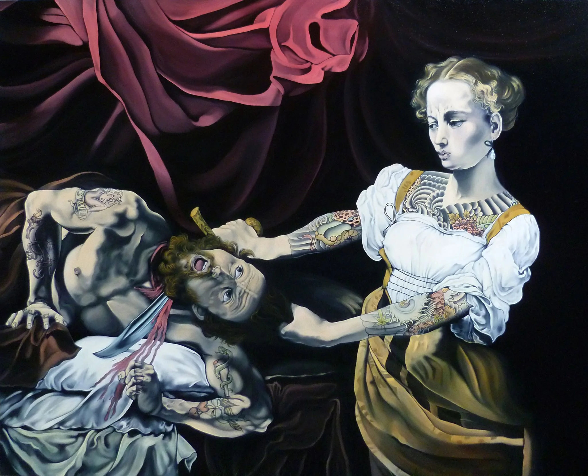 Judith et Holopherne, Caravage, tatouages traditionnels japonais et tatouages old school américain