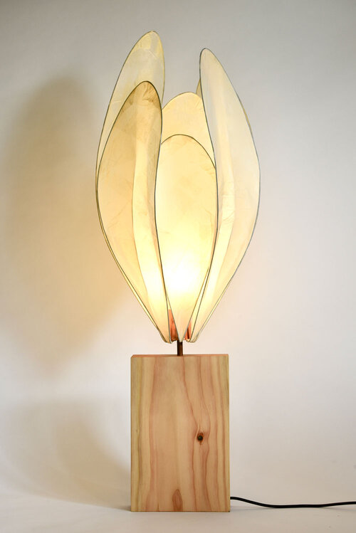 Colin Chetwood Paper Lamp Sculptural Flower Tissue Lampshades With Copper Stands Colin Chetwood Paper Lamp, How To Cover A Lampshade With Tissue Paper