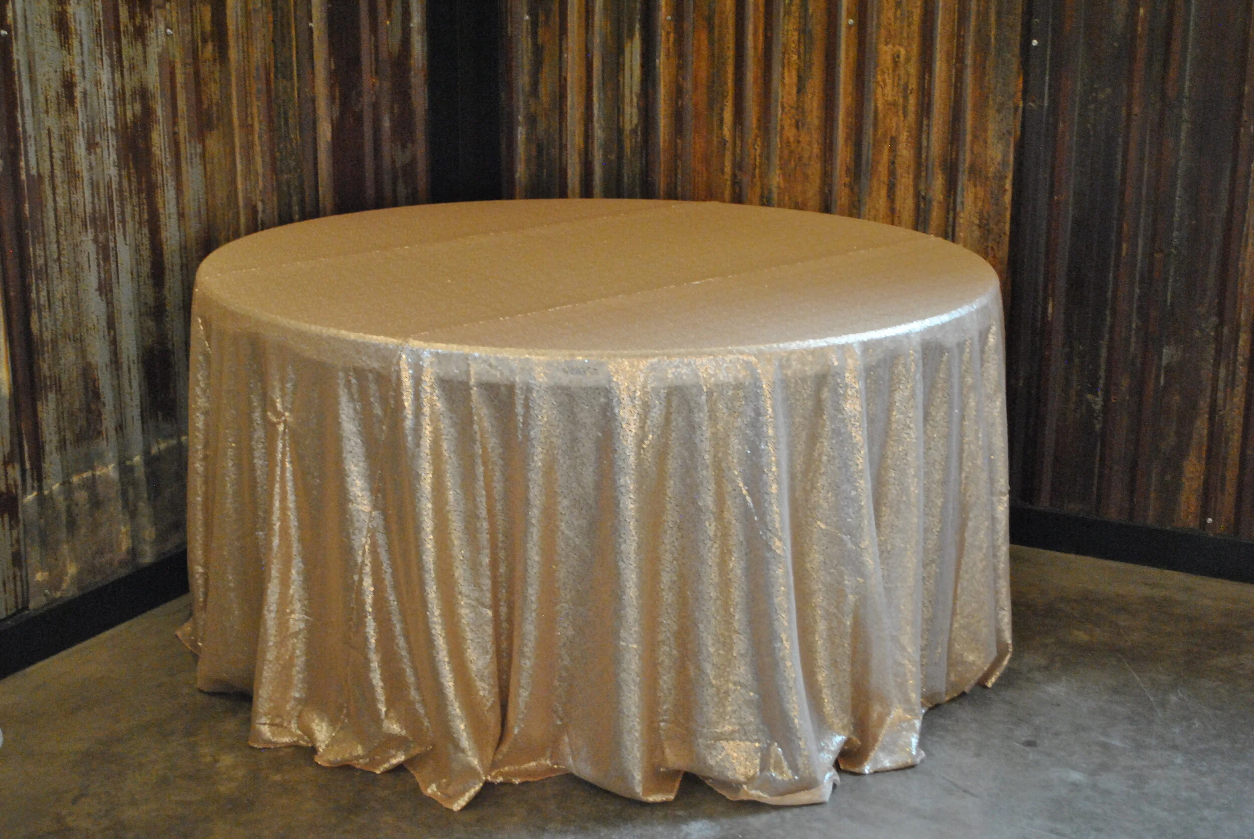 Blush Sequin Table Cloth 120"