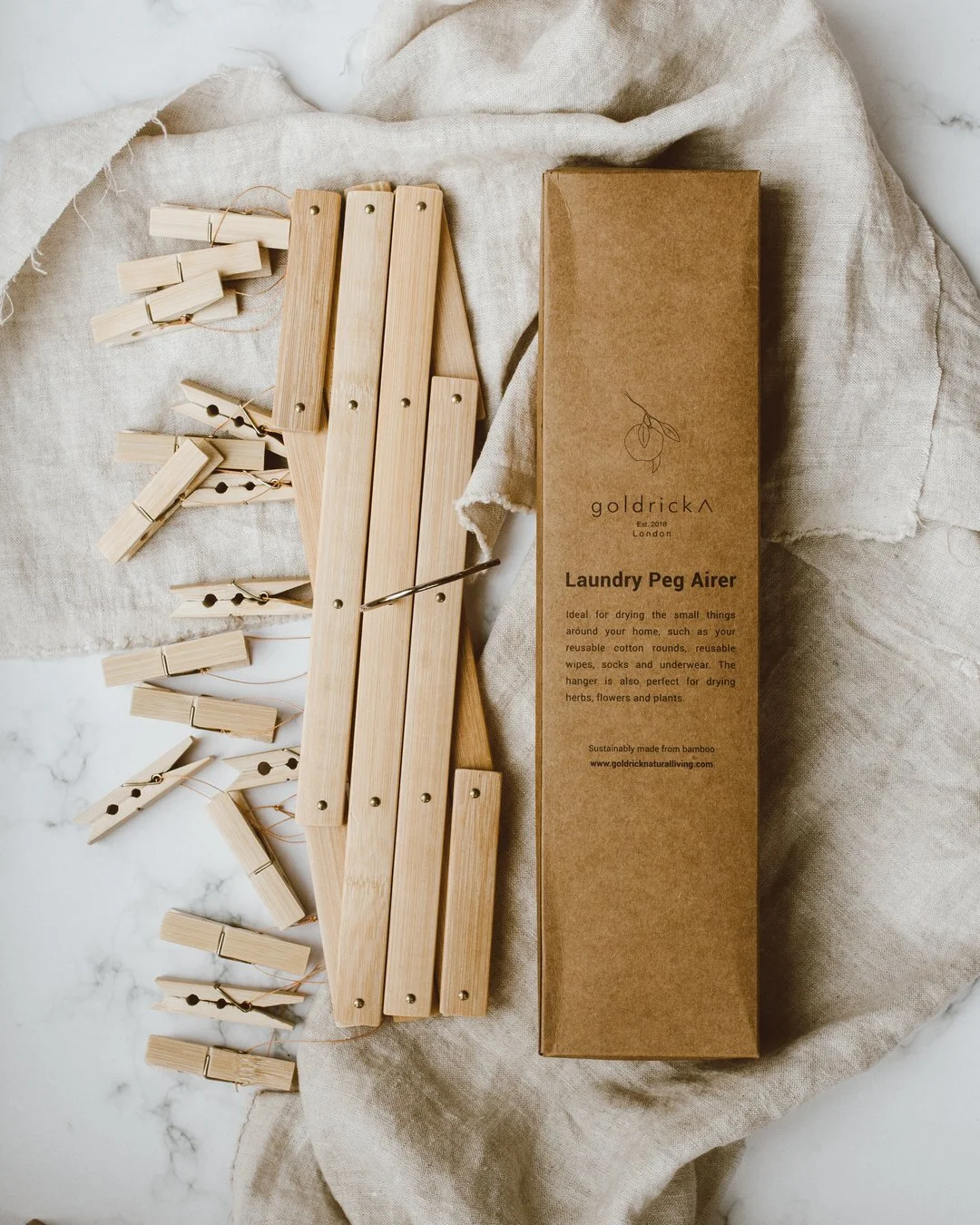 Laundry Peg Airer Bamboo Nadinoo