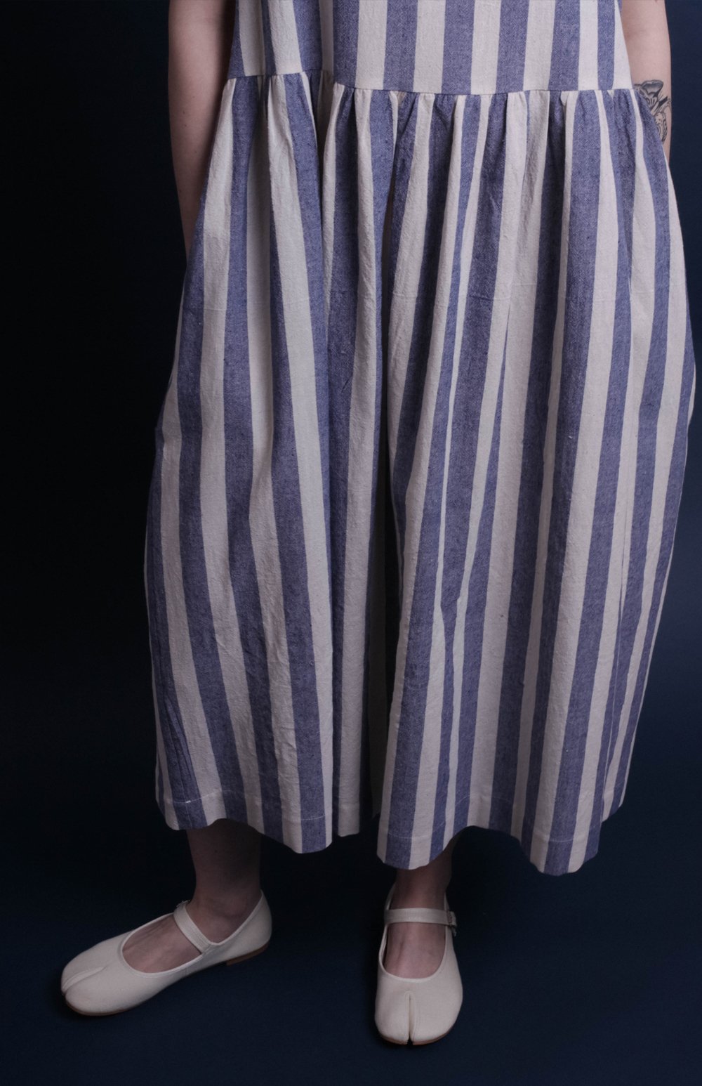 Indigo stripe dress - Indian cotton — Nadinoo