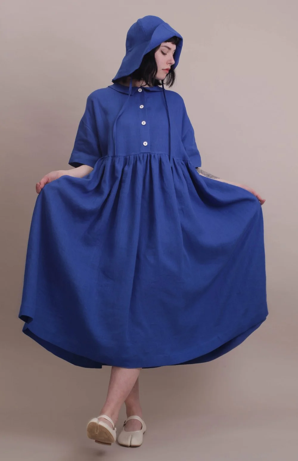 Linen Parasol Dress - Cobalt Blue Nadinoo Linen Parasol Dress - Cobalt Blue Nadinoo