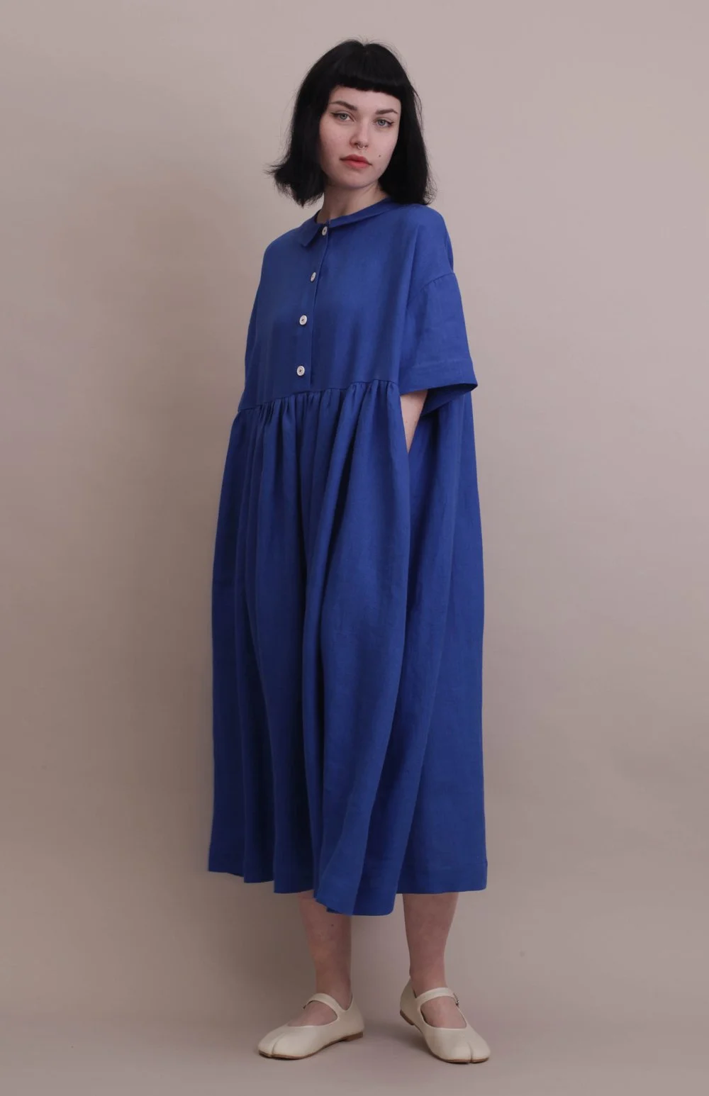 Linen Parasol Dress - Cobalt Blue Nadinoo Linen Parasol Dress - Cobalt Blue Nadinoo