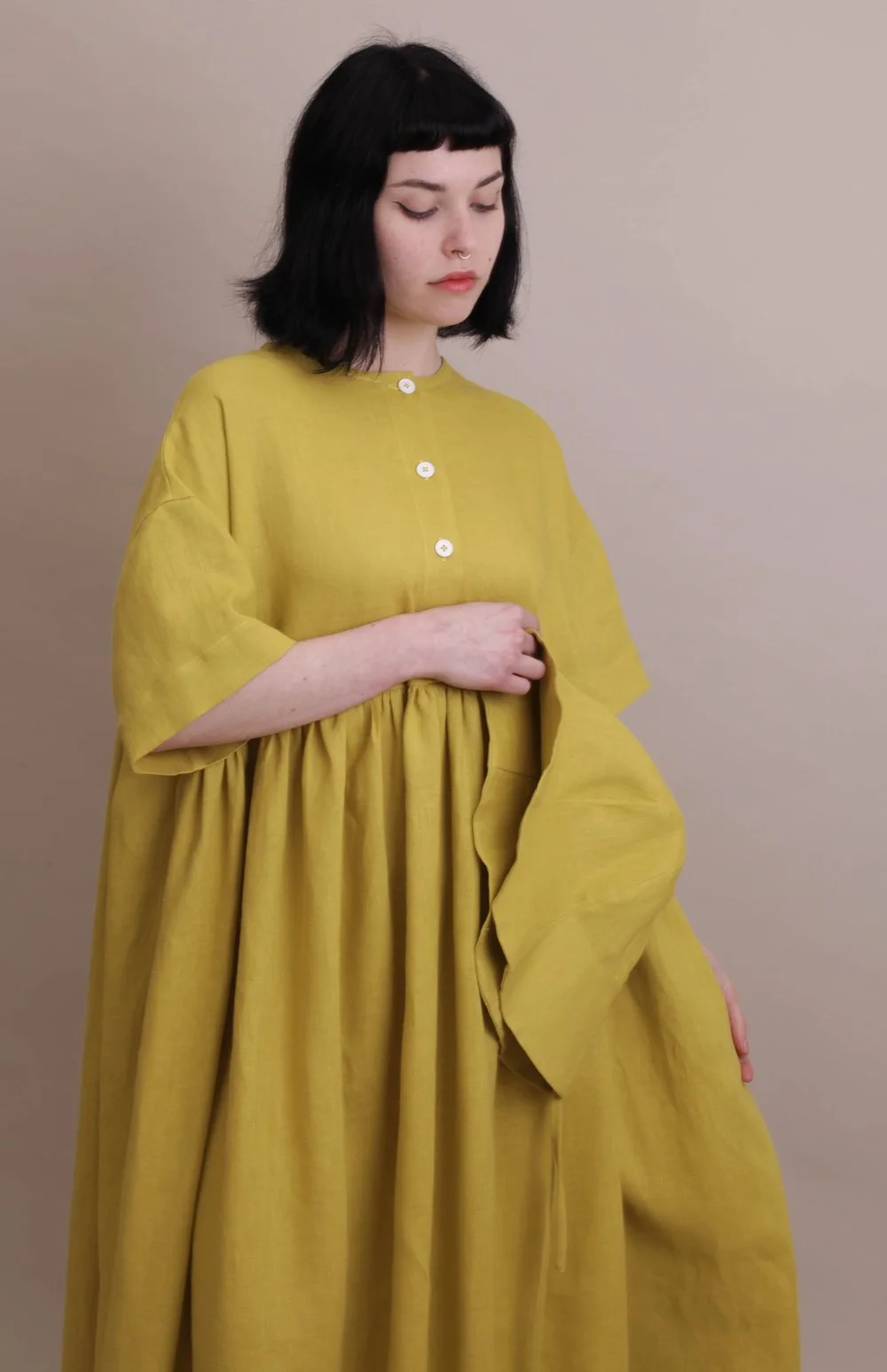 Linen Parasol Dress Mimosa — Nadinoo