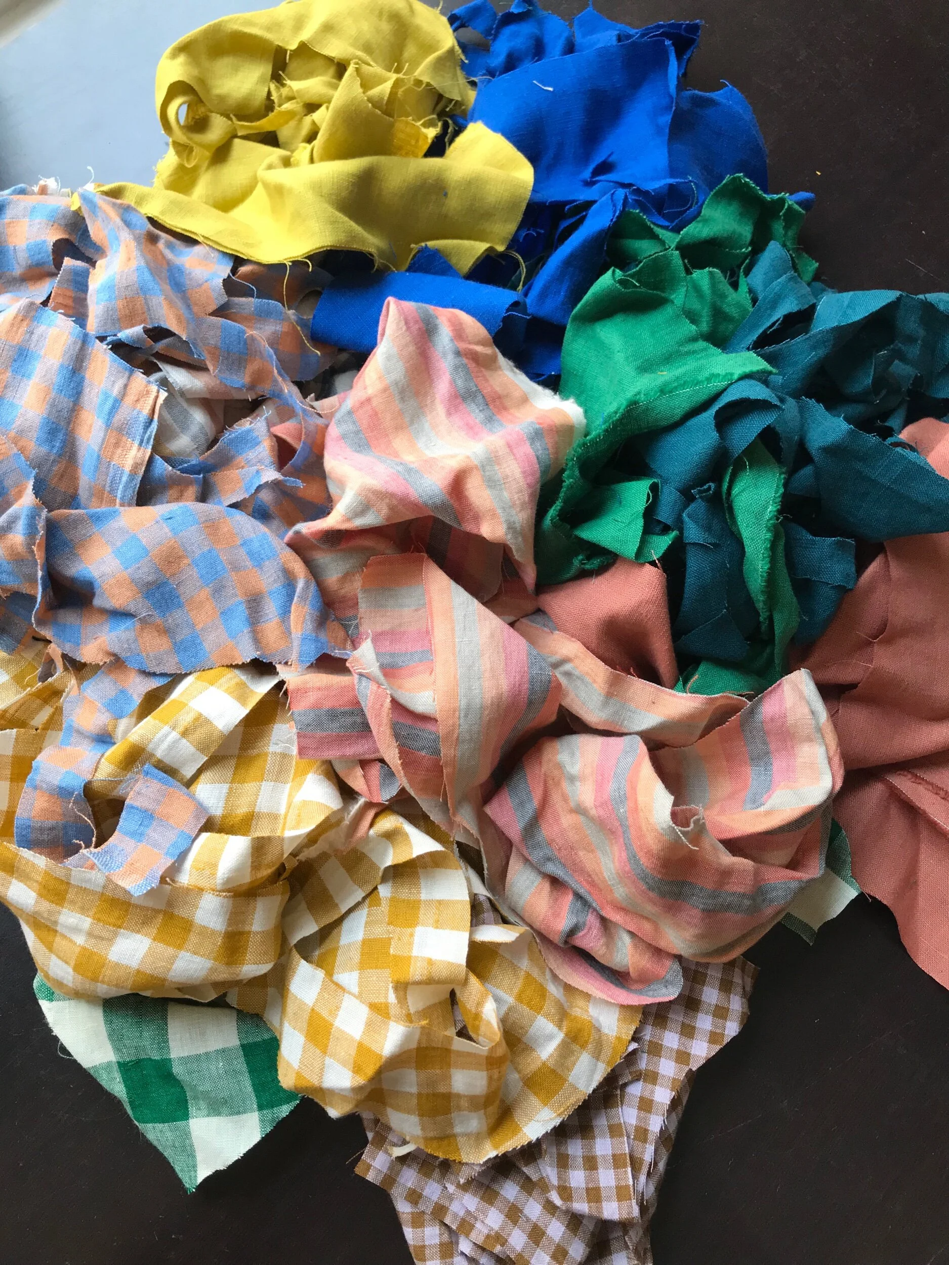 Zero waste fabric scrap pack - Bright mid weight linens
