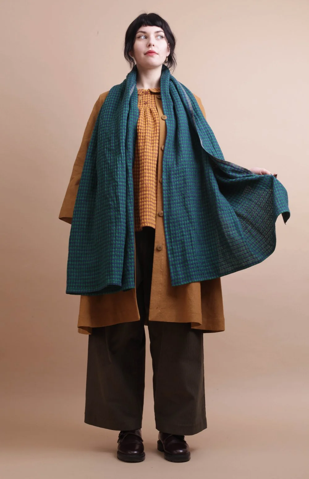 Cocoon Scarf - Forest Waffle gingham