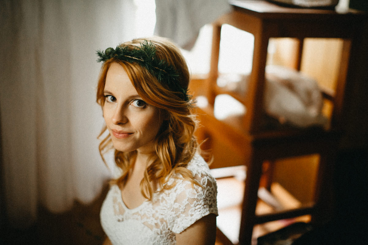 portrait of a a beautiful ginger bride