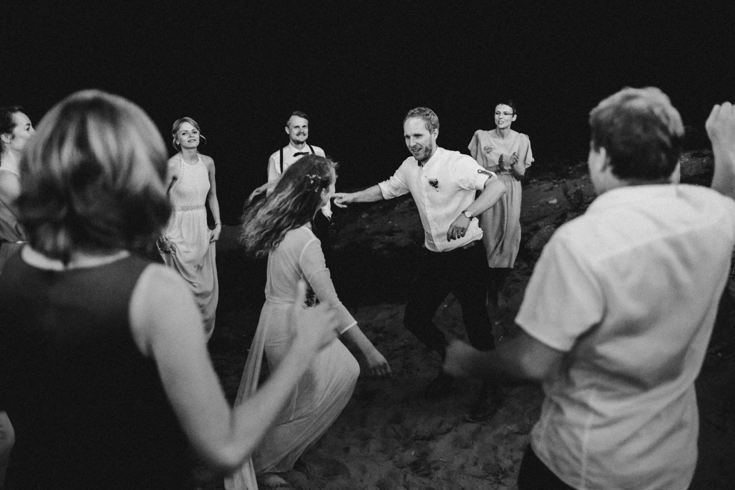 bride and groom dancing