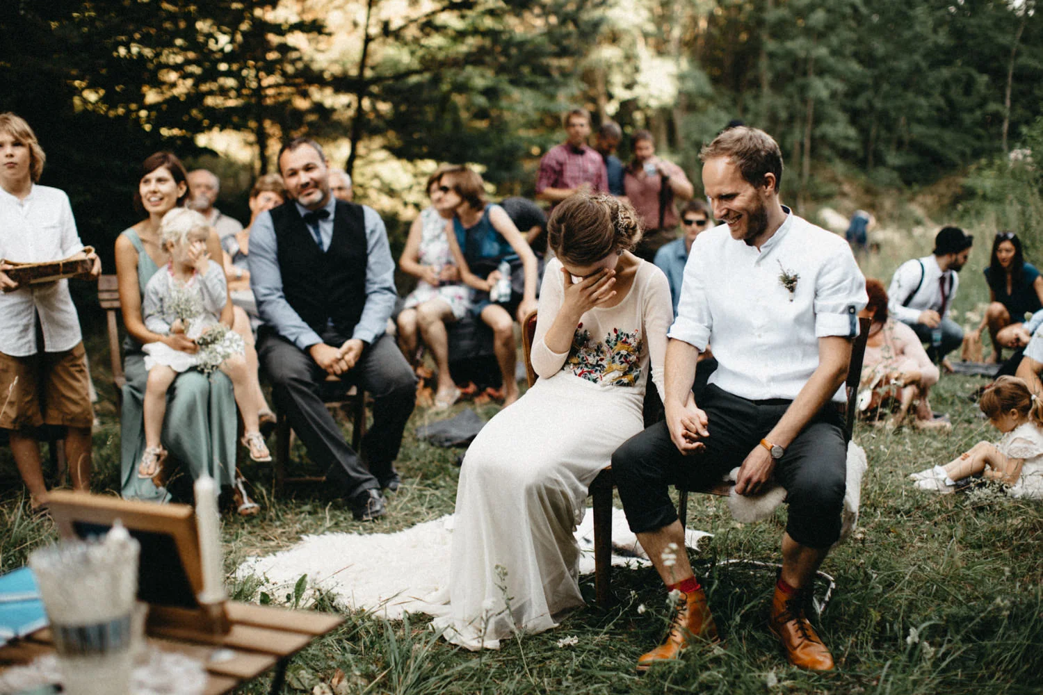 cute moment between bride and groom
