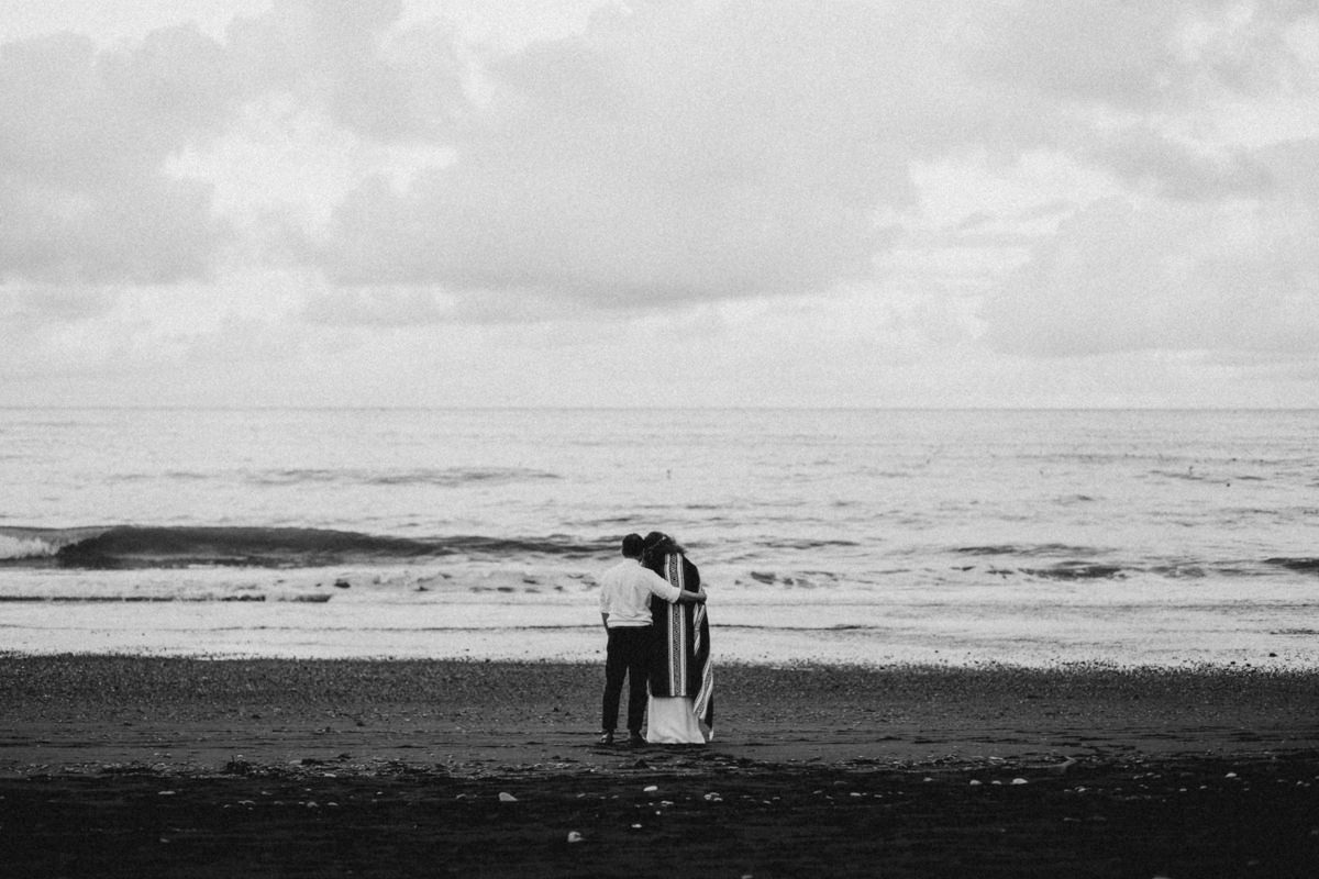 black and white photo of bride and groom