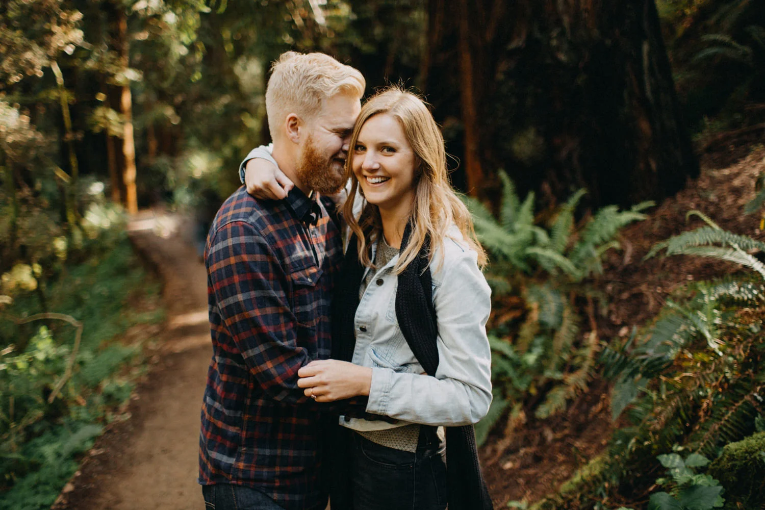 engaged couple smiling