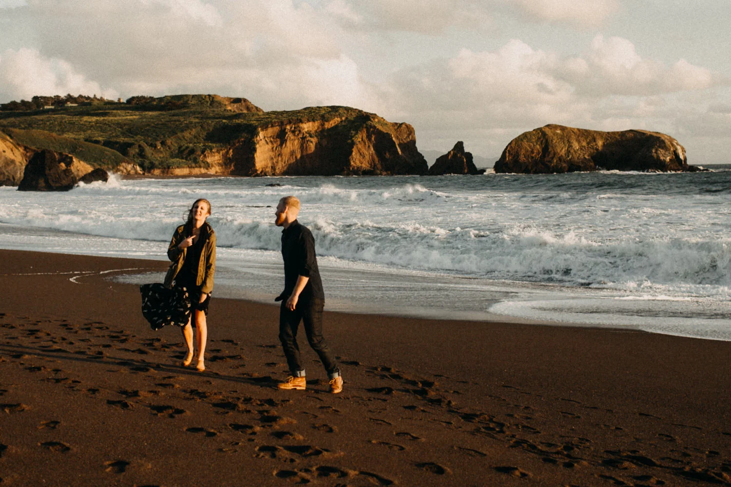 spontaneous moment between two people in love