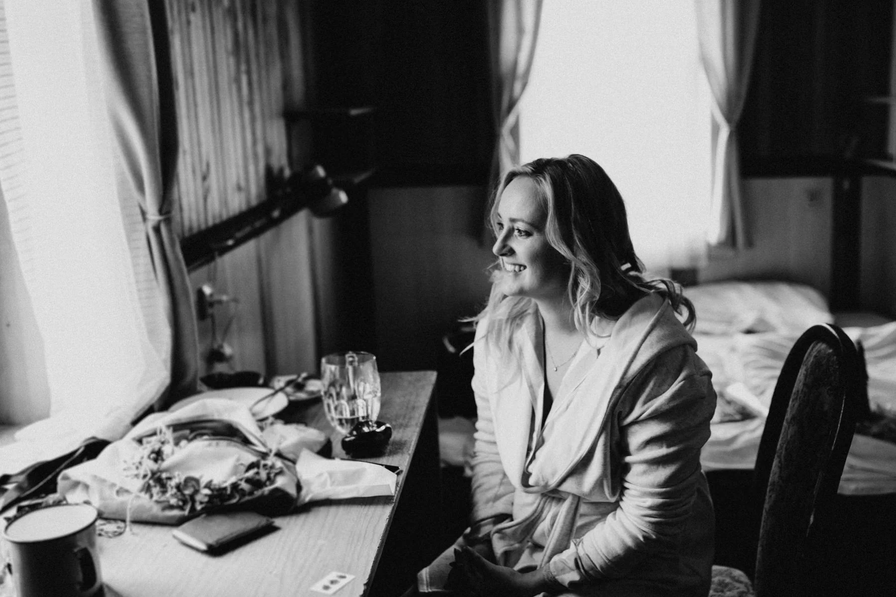 bride looking at her groom and smiling