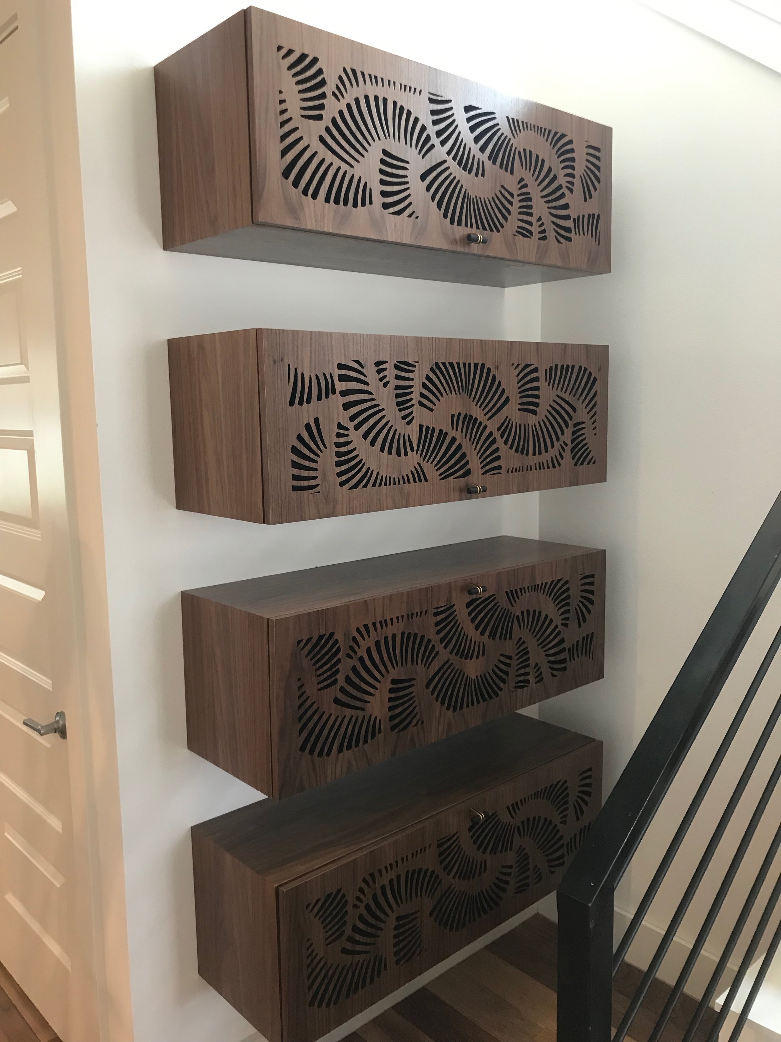 Walnut Cabinets w/ Laser Cut Doors - Zilker