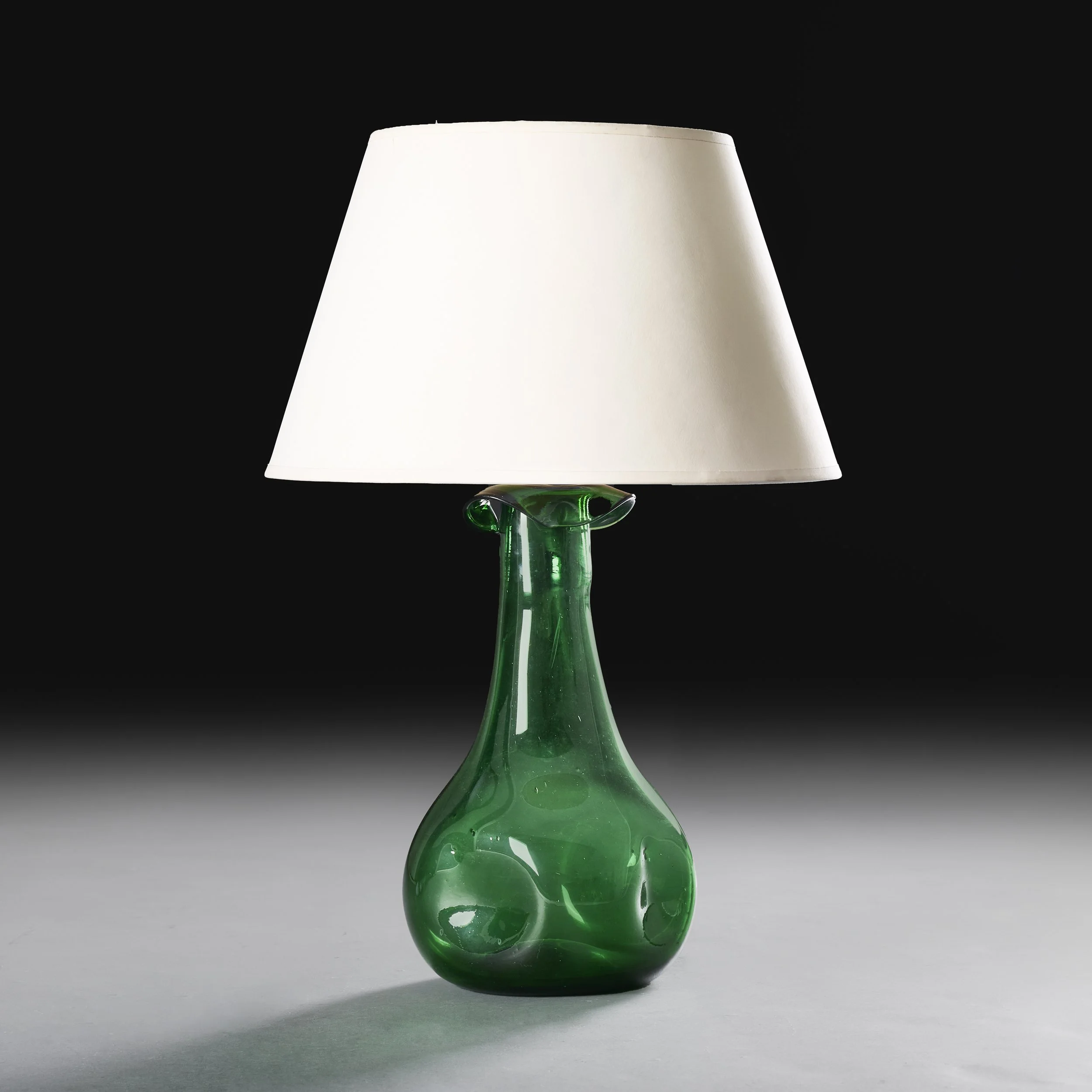 A GREEN EMPOLI GLASS VASE AS A LAMP