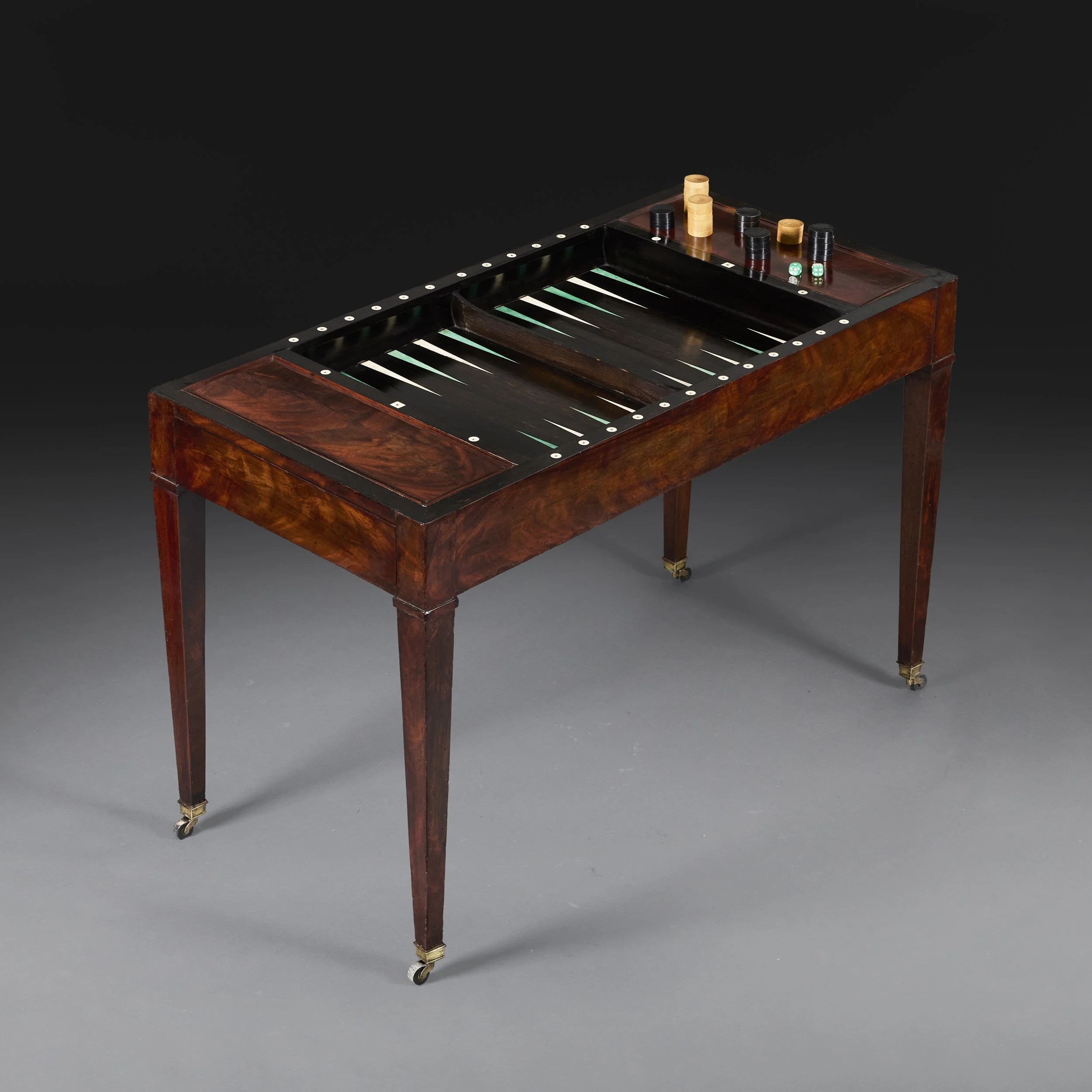 A 19TH CENTURY MAHOGANY TRIC TRAC TABLE