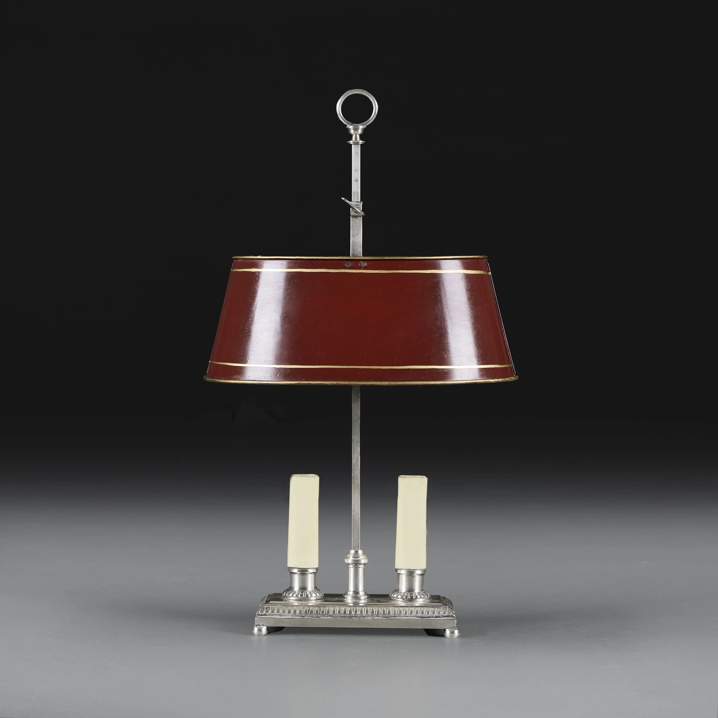A FRENCH SILVER BOUILLOTTE LAMP