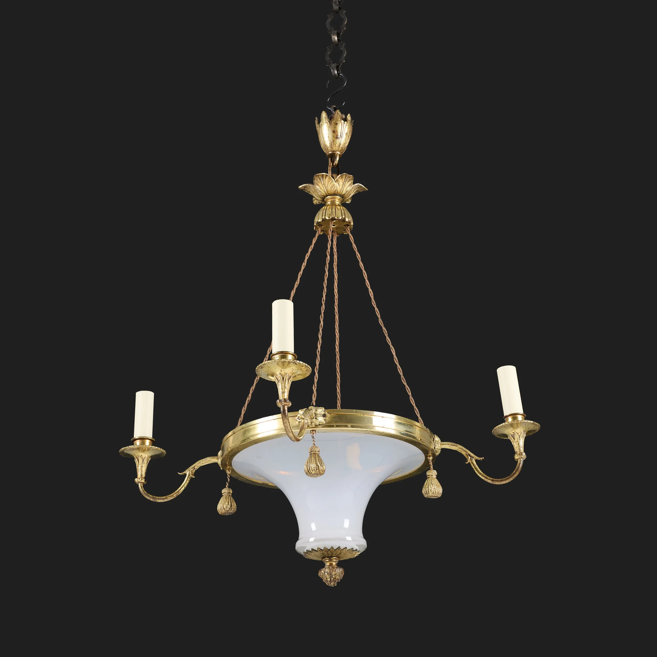A 19TH CENTURY OPALINE GLASS CHANDELIER