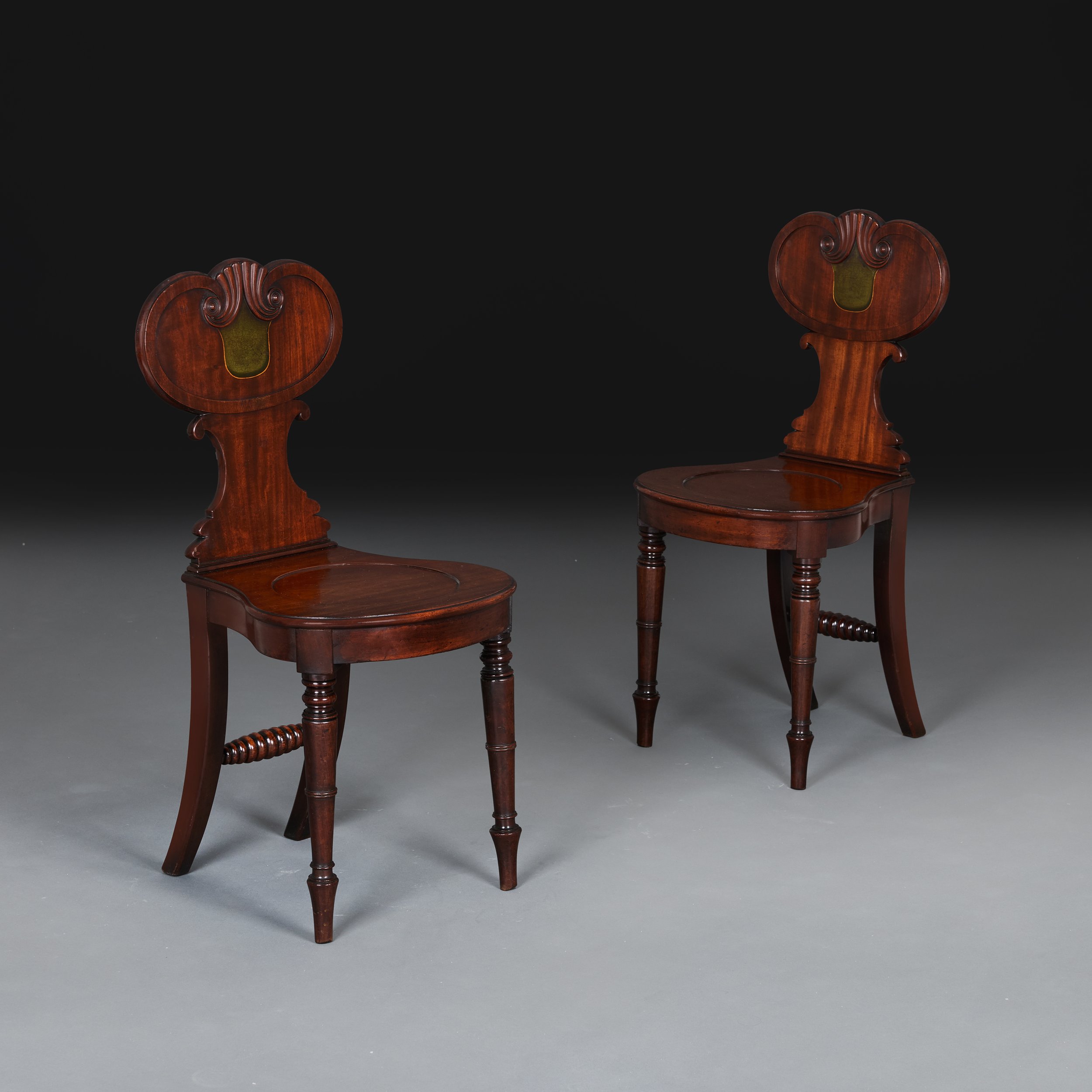 A PAIR OF WILLIAM IV HALL CHAIRS