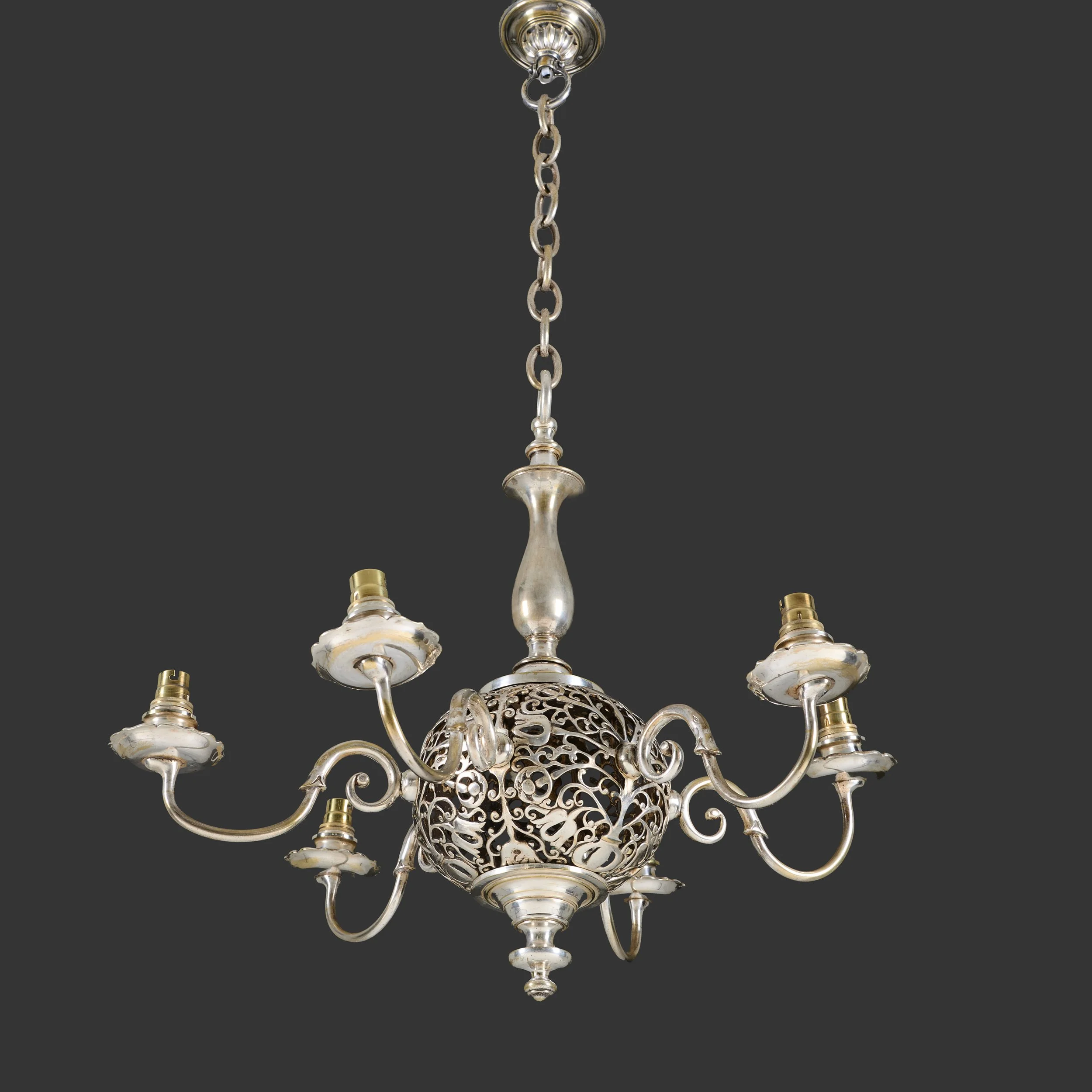 SILVER PLATED ARTS AND CRAFTS CHANDELIER