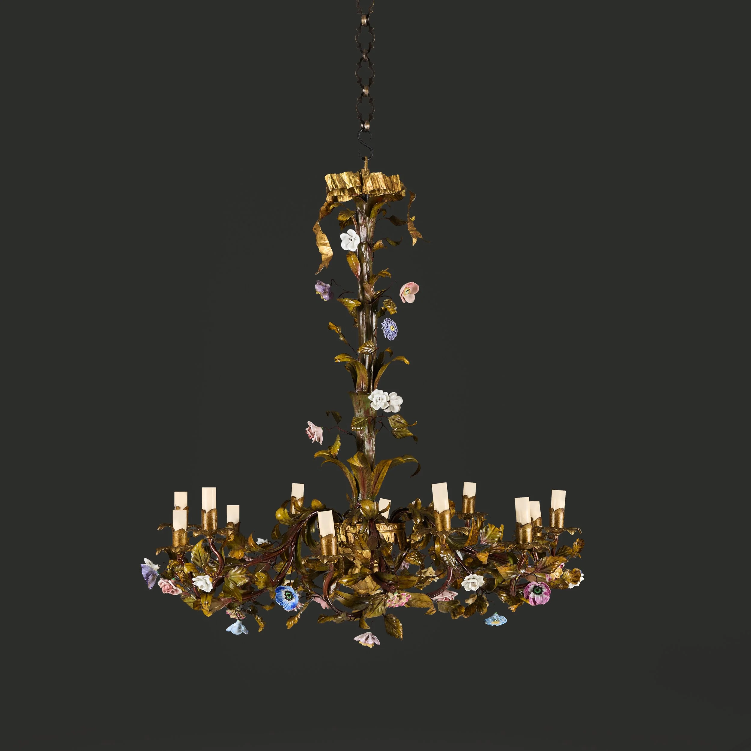 A 19TH CENTURY FRENCH TOLE CHANDELIER
